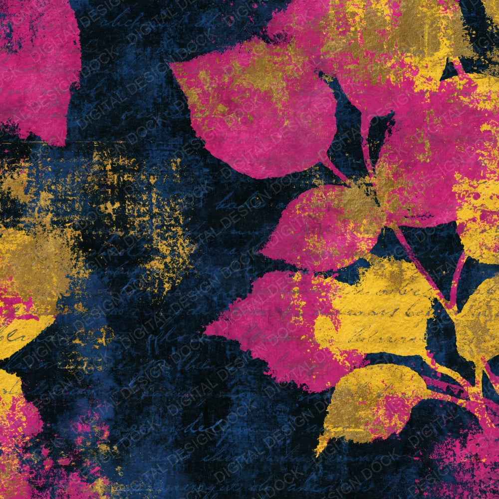Naturalist Hot Pink Yellow Navy Abstract Digital Paper Pack (DDD014036)