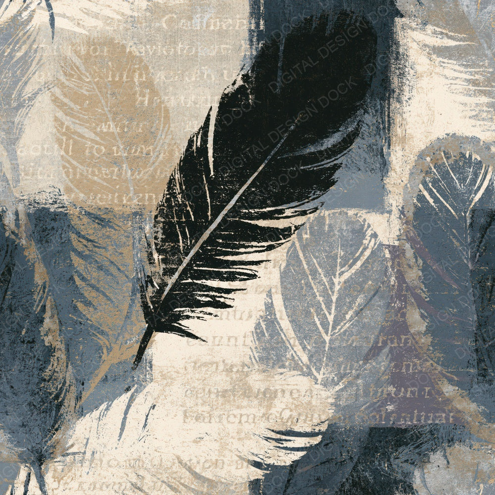 Pop Art Feathers Linen Slate Digital Paper Pack (DDD014038)
