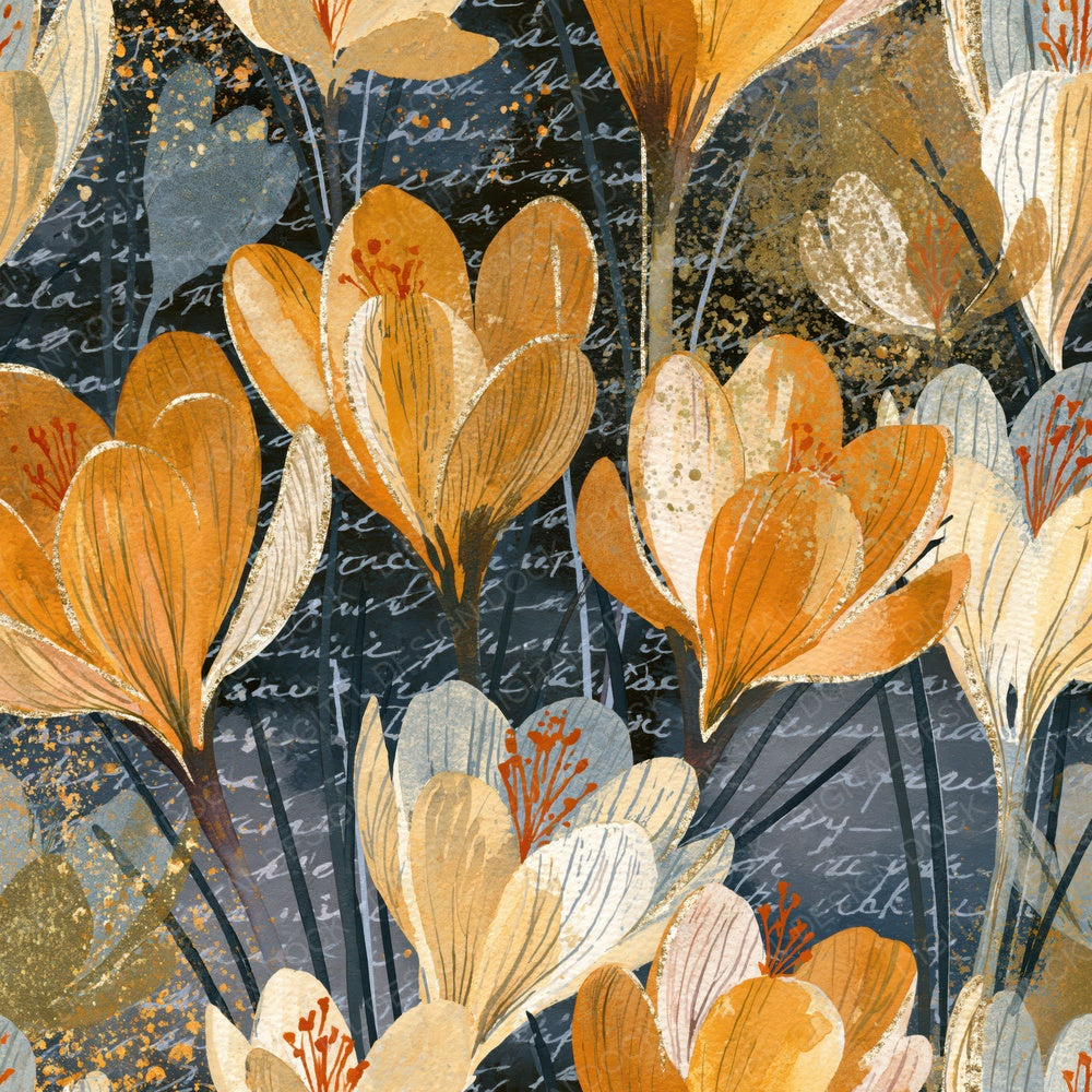 Ink Wash Crocuses Amber Cream Digital Paper Pack (DDD014057)