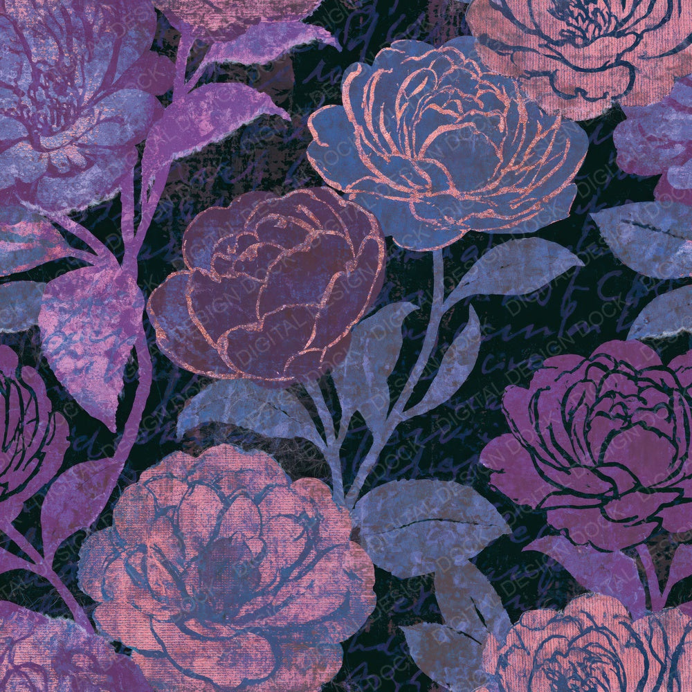 Torn Paper Camellias Mauve Plum Digital Paper Pack (DDD014063)