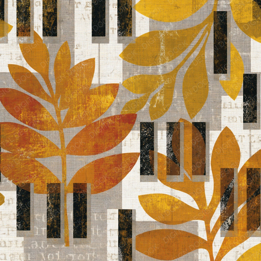 Antique Botanical Piano Keys Wheat Gold Digital Paper Pack (DDD014065)