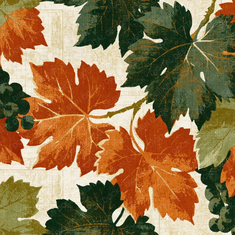 Mezzotint Wine Vines Avocado Burnt Orange Digital Paper Pack (DDD014073)