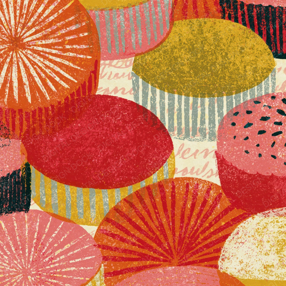Risograph Pastries Coral Gold Parchment Digital Paper Pack (DDD014100)