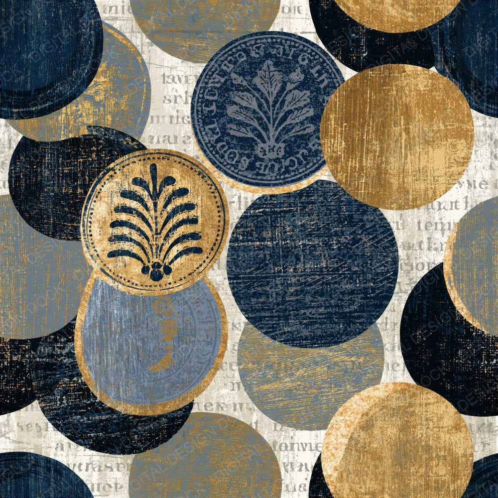 Woodcut Foreign Coins Thunder Brass Seamless Digital Paper Pack (DDD014103)