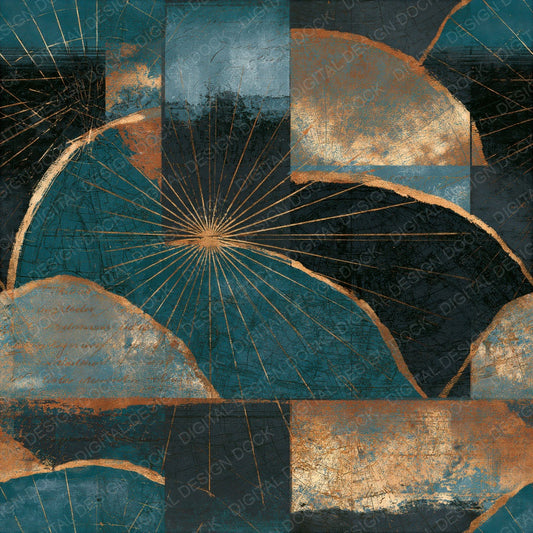 Antique Charts Teal Brass Seamless Digital Paper Pack (DDD014105)
