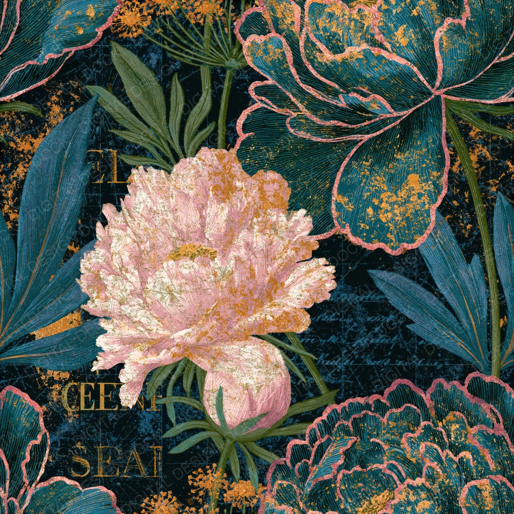 Antique Charts Teal Brass Seamless Digital Paper Pack (DDD014105)