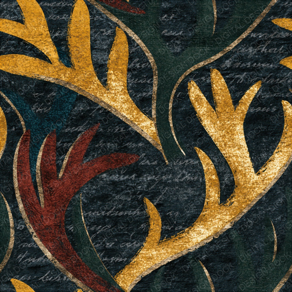 Lithograph Antlers Forest Saffron Seamless Digital Paper Pack (DDD014116)