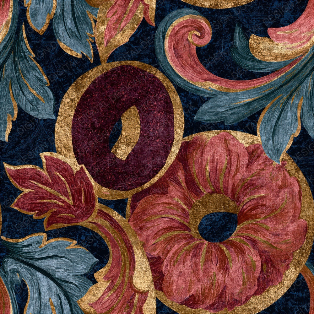 Baroque Bagels Rose Wine Seamless Digital Paper Pack (DDD014126)