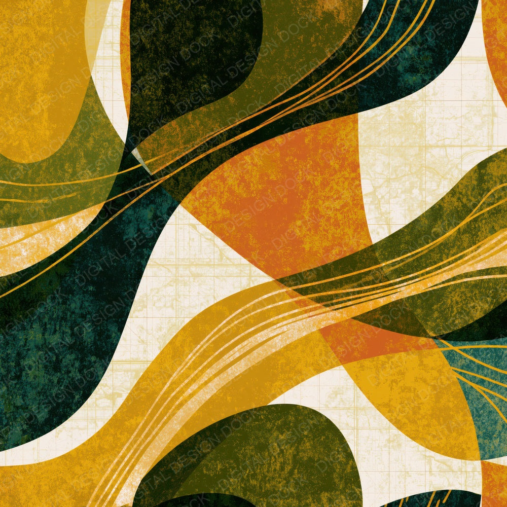 Mid-Century Modern Malachite Teal Abstract Digital Paper Pack (DDD014131)