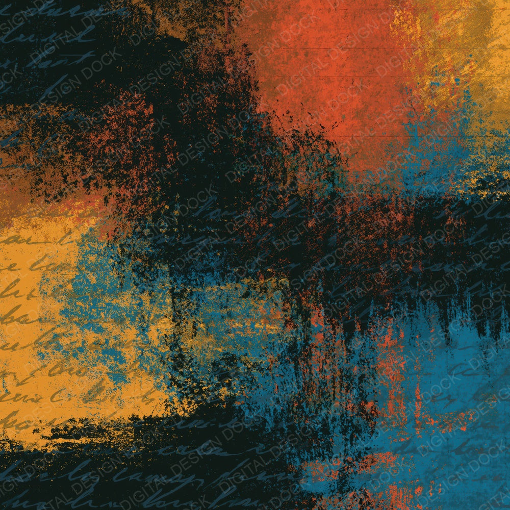 Scratchboard Rust Mustard Turquoise Abstract Digital Paper Pack (DDD014135)
