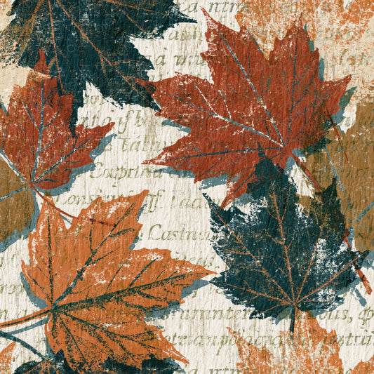 Woodcut Maple Leaves Earth Rust Digital Paper Pack (DDD014141)