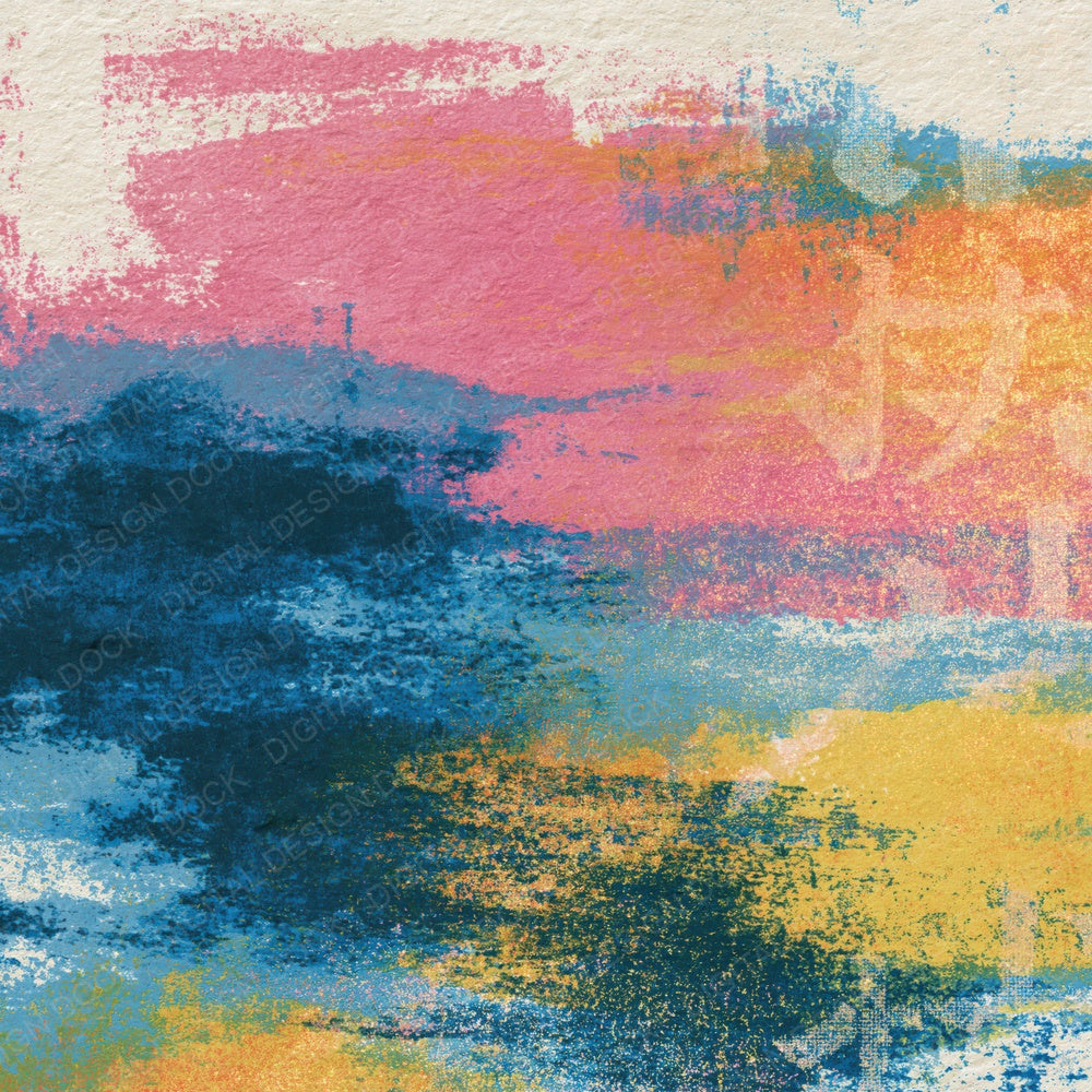 Monoprint Pink Blue Lemon Abstract Digital Paper Pack (DDD014154)