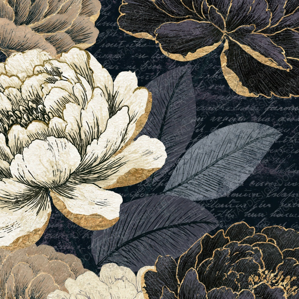 Scratchboard Peony Mushroom Ivory Digital Paper Pack (DDD014155)