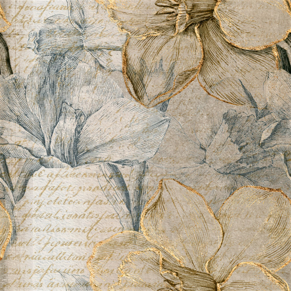Etching Daffodils Oat Linen Seamless Digital Paper Pack (DDD014166)
