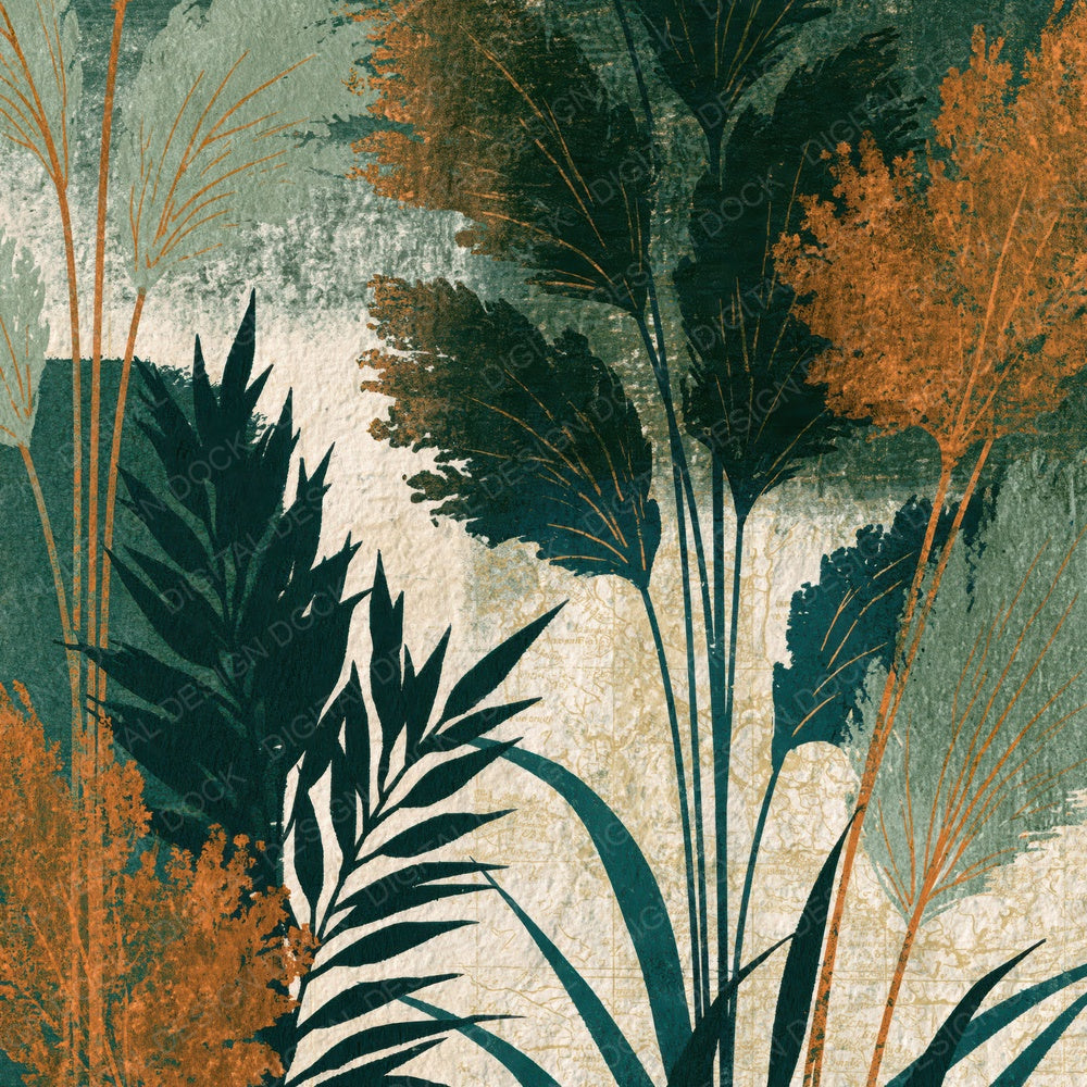Etching Pampas Grass Sage Forest Digital Paper Pack (DDD014169)