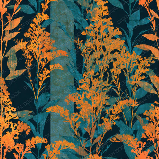 Screenprint Goldenrod Tangerine Turquoise Seamless Digital Paper Pack (DDD014177)