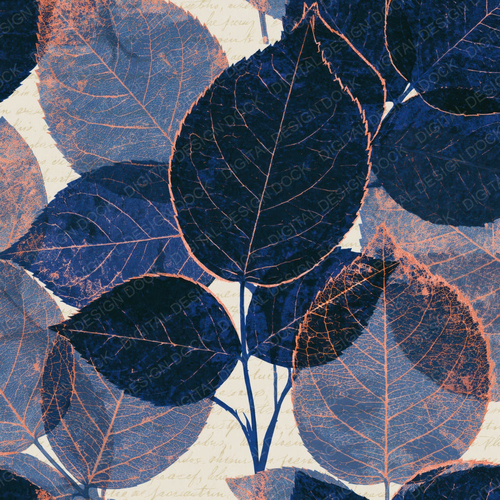 Screenprint Pressed Leaves Indigo Ivory Digital Paper Pack (DDD014180)