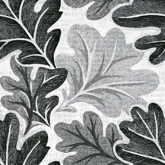 Woodcut Oak Leaves Silver Seamless Digital Paper Pack (DDD014183)