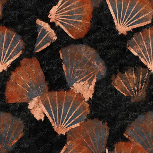 Scratchboard Shells Copper Seamless Digital Paper Pack (DDD014197)