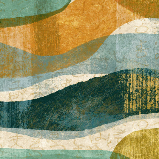 Woodcut Mint Gold Abstract Digital Paper Pack (DDD014203)