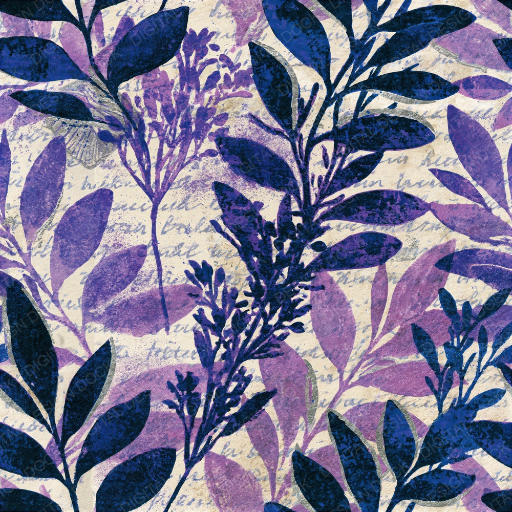 Monoprint Herb Bundles Amethyst Seamless Digital Paper Pack (DDD014249)