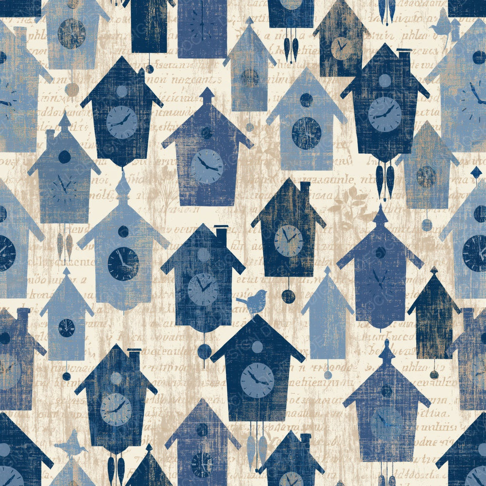 Screenprint Cuckoo Clocks Sapphire Ivory Digital Paper Pack (DDD014258)