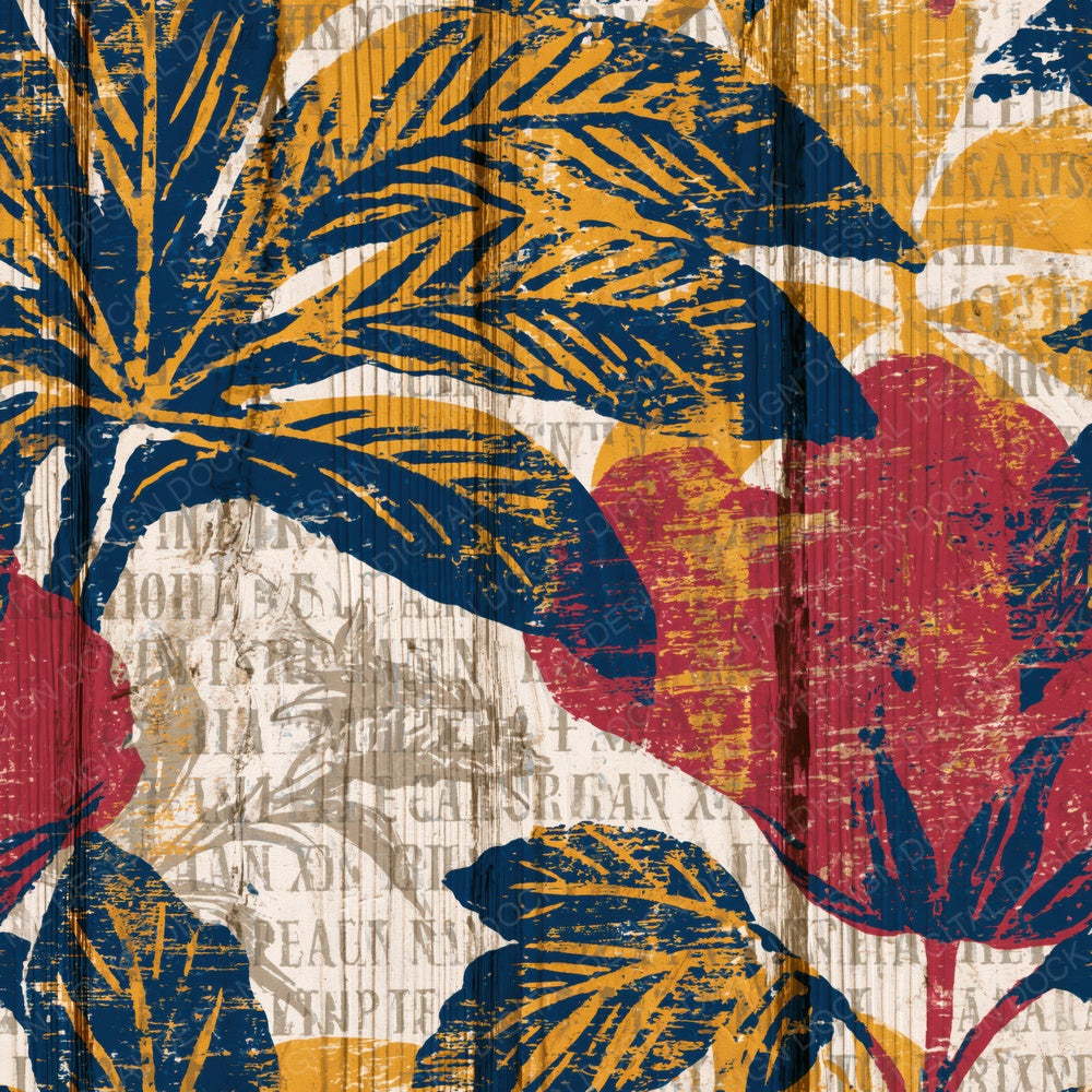 Woodcut Mustard Navy Tomato Abstract Digital Paper Pack (DDD014262)