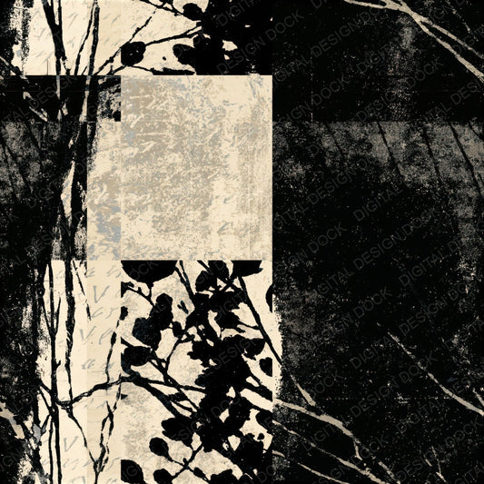 Woodblock Black White Texture Seamless Digital Paper Pack (DDD014298)