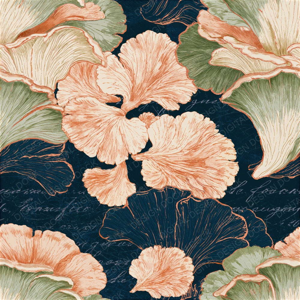 Scratchboard Hen Woods Apricot Seamless Digital Paper Pack (DDD014315)