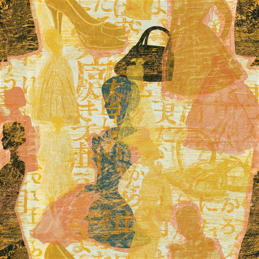 Woodcut Fashion Magazine Honey Mustard Seamless Digital Paper Pack (DDD014323)