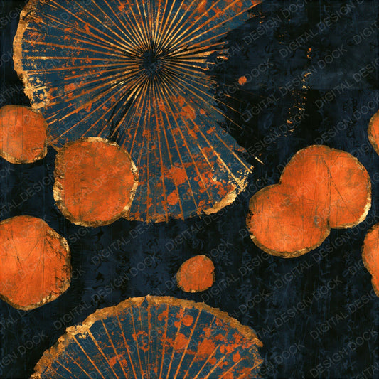 Scratchboard Puffballs Copper Orange Seamless Digital Paper Pack (DDD014343)
