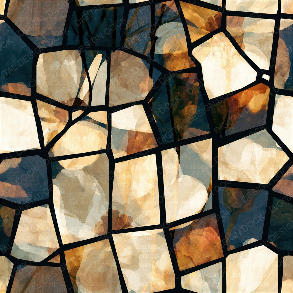 Stained Glass Bone Stone Taupe Abstract Seamless Digital Paper Pack (DDD014344)