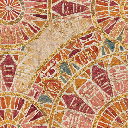 Mandala Egyptian Hieroglyphs Coral Gold Seamless Digital Paper Pack (DDD014348)
