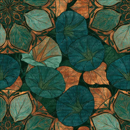 Mandala Morning Glory Jade Copper Seamless Digital Paper Pack (DDD014352)