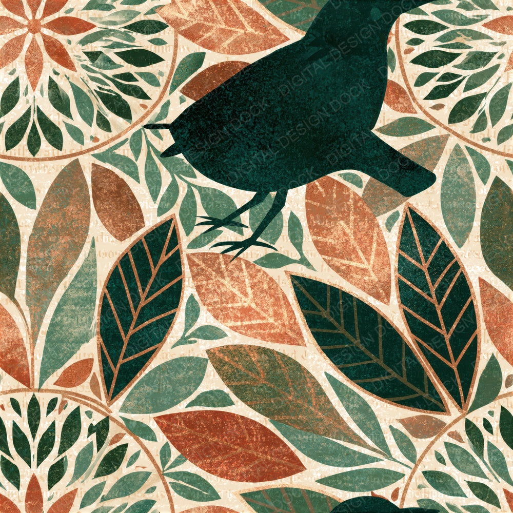 Mandala Starlings Tobacco Sage Seamless Digital Paper Pack (DDD014356)