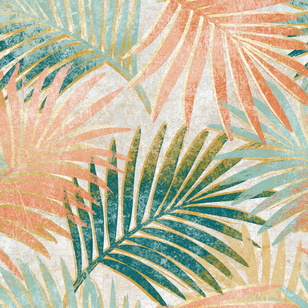 Indian Block Print Palm Peach Mint Digital Paper Pack (DDD014369)
