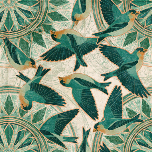 Mandala Goldfinch Emerald Jade Seamless Digital Paper Pack (DDD014373)