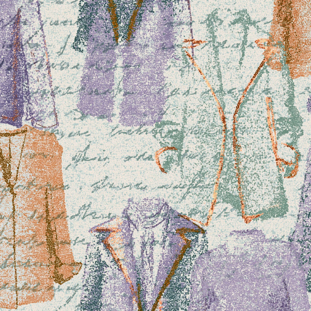 Pointillism Fashion Sketches Lilac Mint Digital Paper Pack (DDD014380)