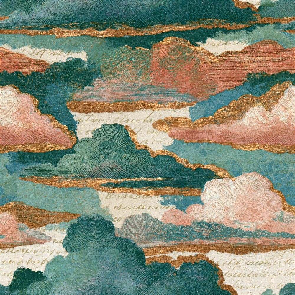 Victorian Clouds Blush Green Seamless Digital Paper Pack (DDD014402)