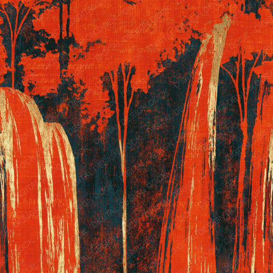Woodblock Waterfalls Copper Orange Digital Paper Pack (DDD014403)