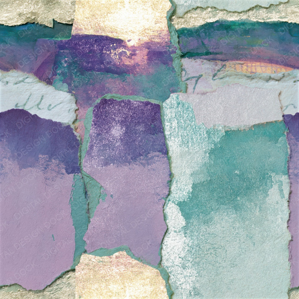 Collage Lilac Mint Abstract Seamless Digital Paper Pack (DDD014405)