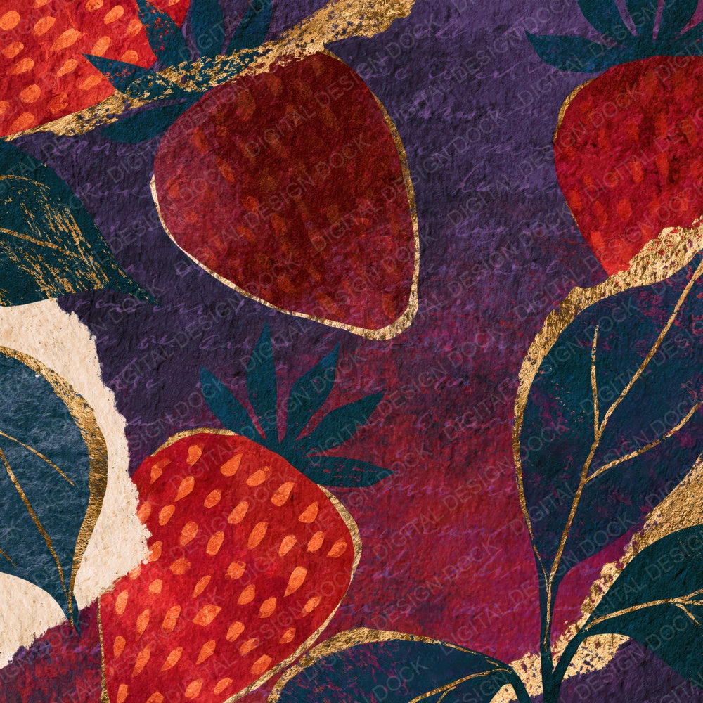 Collage Strawberries Aubergine Plum Digital Paper Pack (DDD014428)