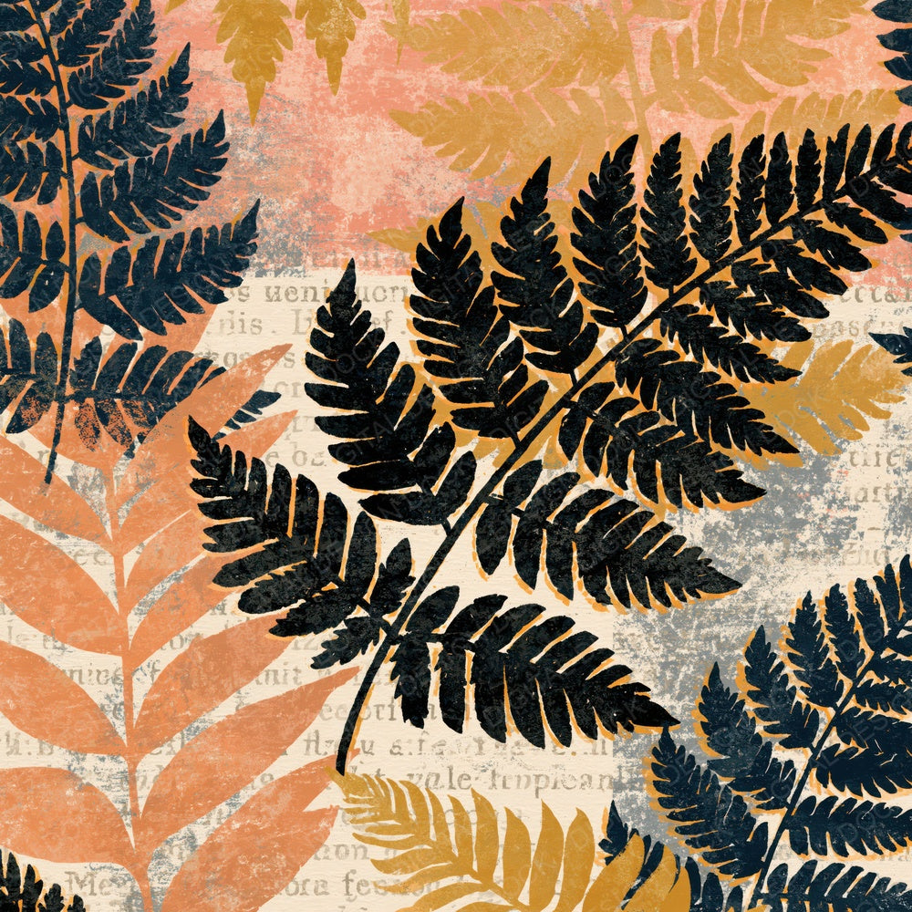 Folk Art Fern Peach Cream Digital Paper Pack (DDD014429)