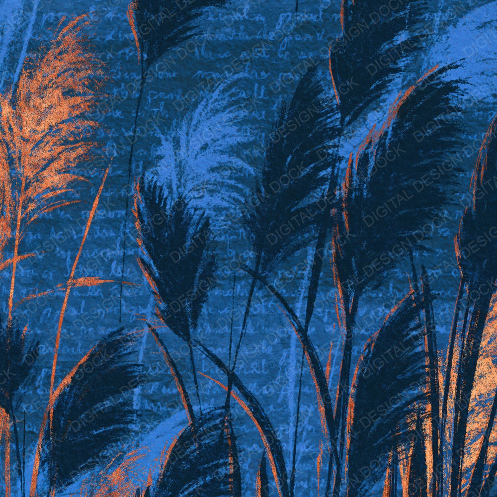 Lithograph Pampas Grass Electric Blue Navy Digital Paper Pack (DDD014432)