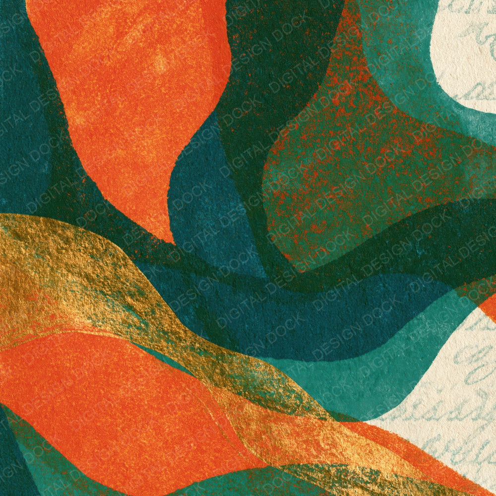Risograph Papaya Jade Abstract Digital Paper Pack (DDD014438)