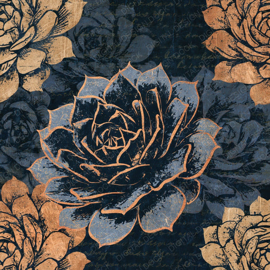 Scratchboard Succulents Sand Dove Digital Paper Pack (DDD014439)