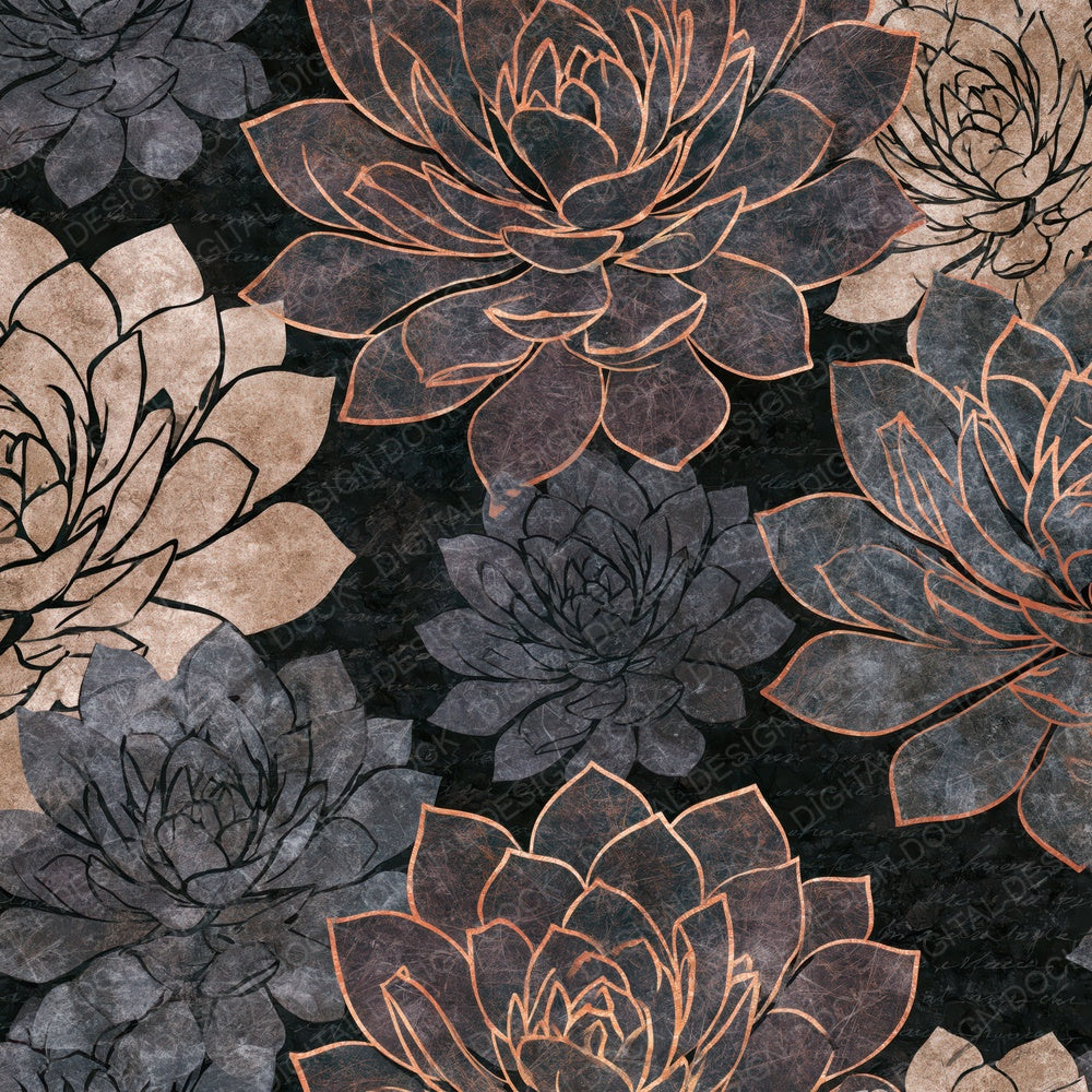 Scratchboard Succulents Sand Dove Digital Paper Pack (DDD014439)