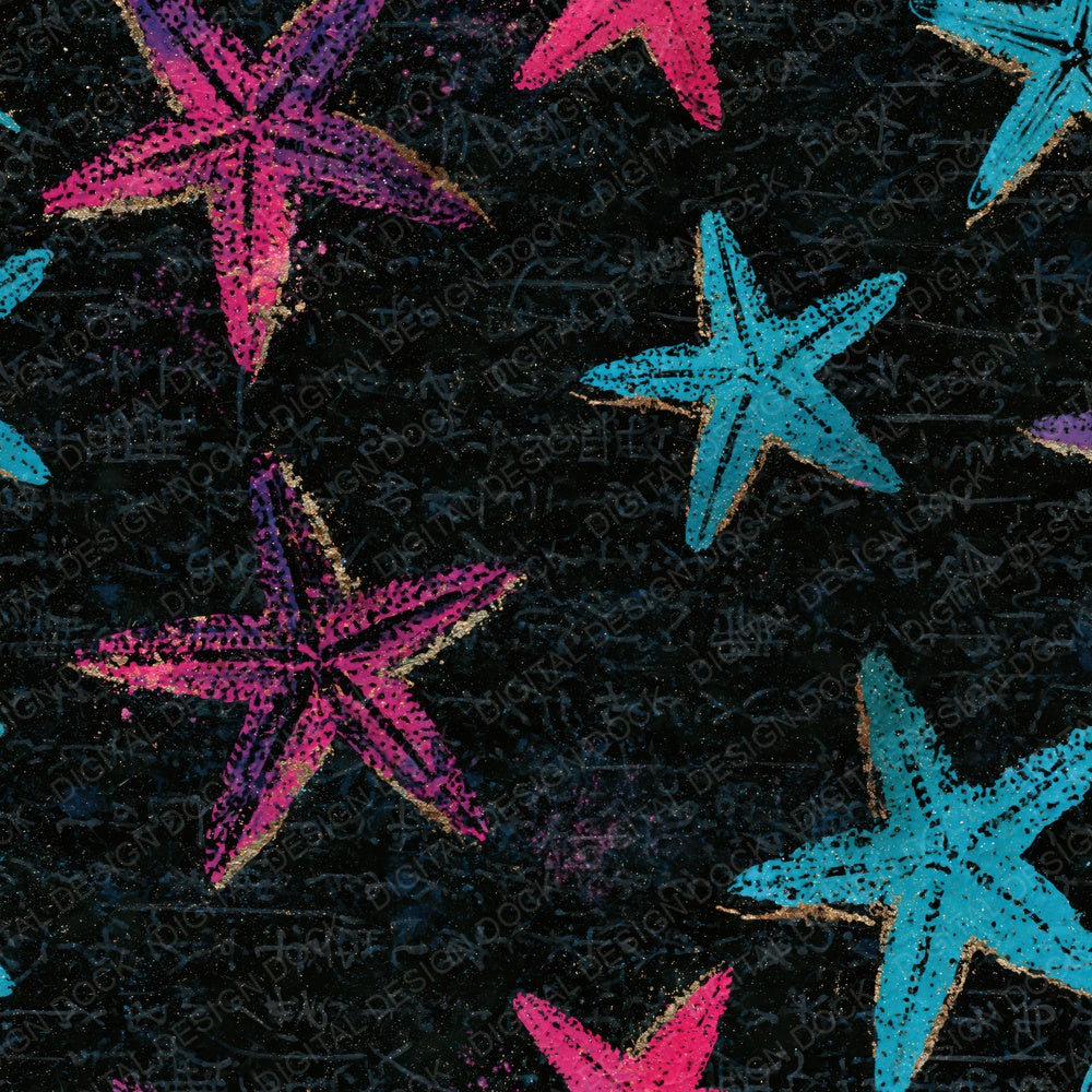 Chinoiserie Starfish Pink Cyan Digital Paper Pack (DDD014446)