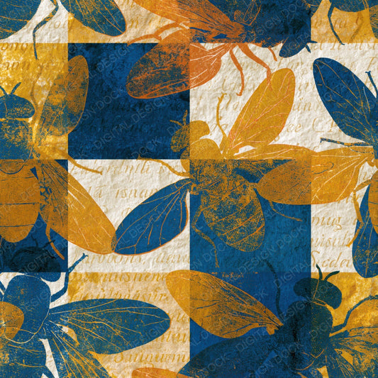 Etching Horseflies Cobalt Yellow Digital Paper Pack (DDD014450)