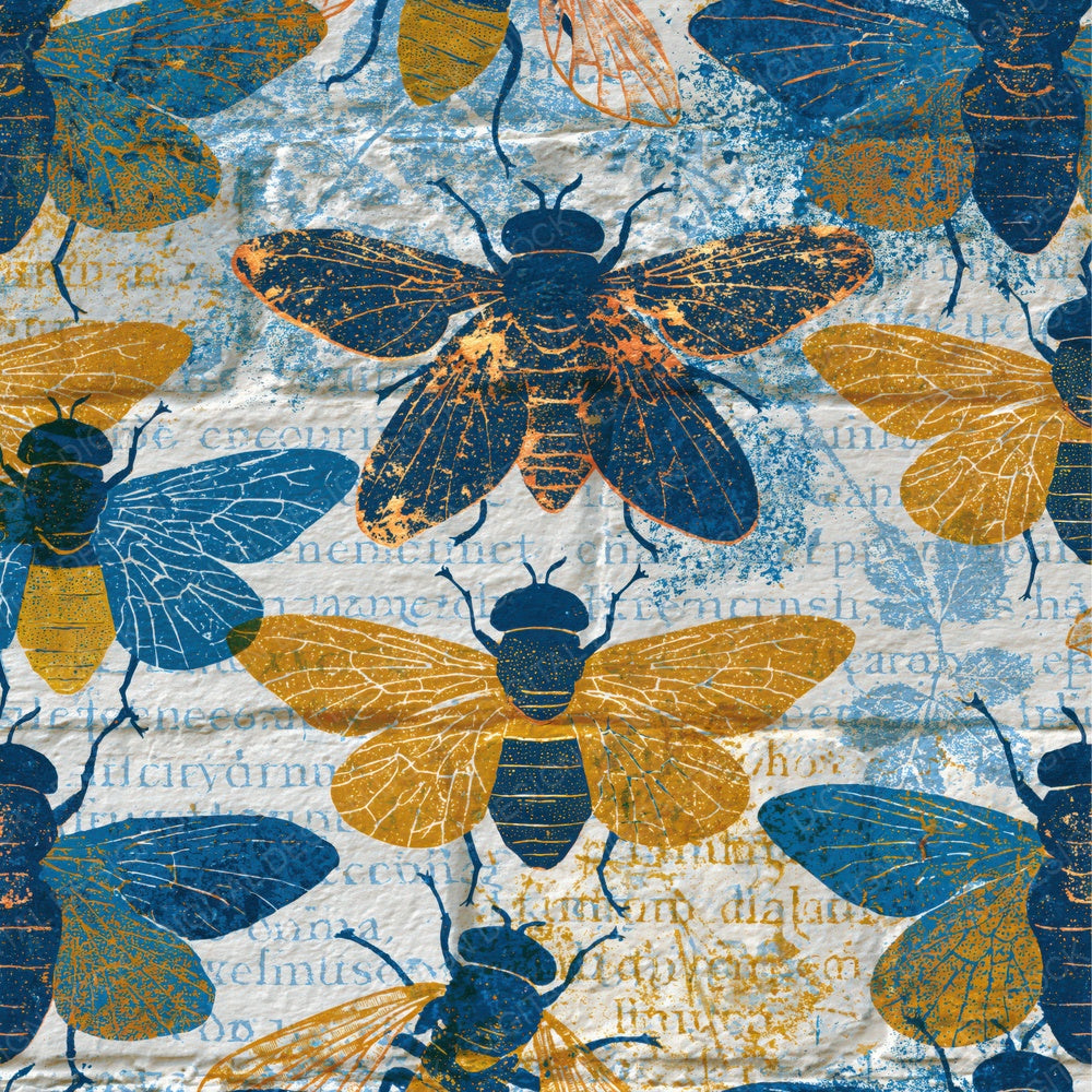 Etching Horseflies Cobalt Yellow Digital Paper Pack (DDD014450)